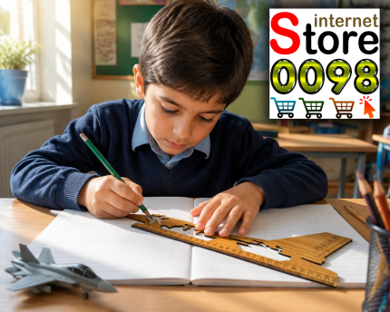 خط کش چوبی هواپیمای جنگنده 30 سانتیمتری شابلون دار - S241