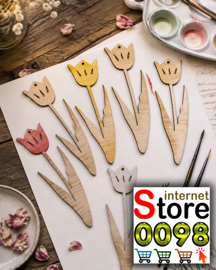 لاله چوبی ده سانت برای نصب به دیوار یا چیدمان تابلوهای هنری و ... - s412