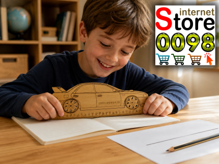 خط کش چوبی طرح ماشین {تویوتا} 30 سانتیمتر