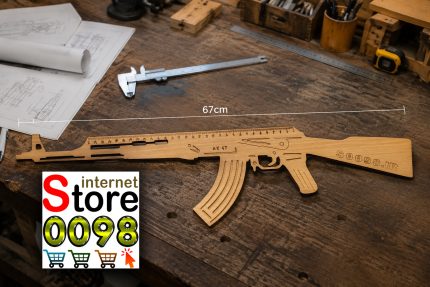 تفنگ کلاشینکف چوبی 67 سانتیمتری دارای خط کش 30 سانتی مدل AK47 {جهت بازی کودکان و لوازم تحریر}